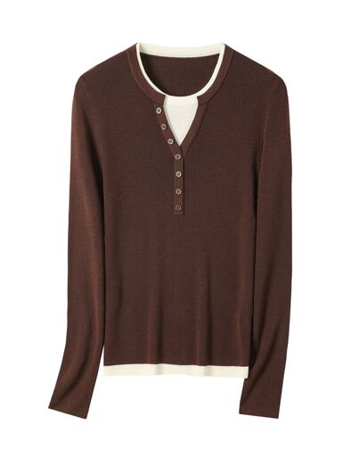 Джемпер коричневый из шерсти мериноса-JFS07 от byME 