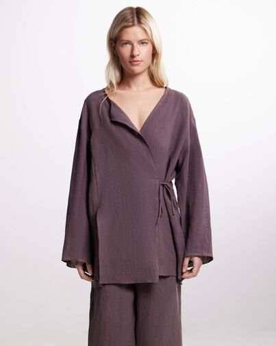 Рубашка  коричневая из льна-125028 от LW 