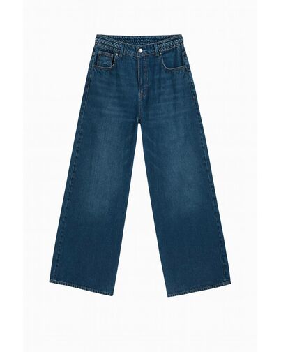 Женские джинсы 86372-802 деним темно-синий плетеный пояс от byME 