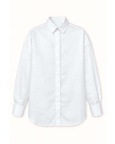 Женская рубашка белая оверсайз из хлопка 9035 от byME 