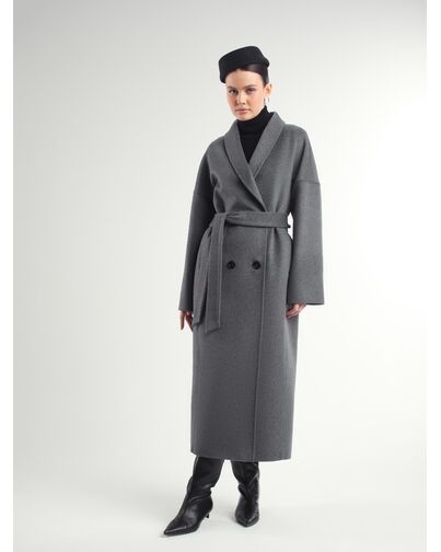 Пальто из шерсти мериноса серое A093 от Doroteya 