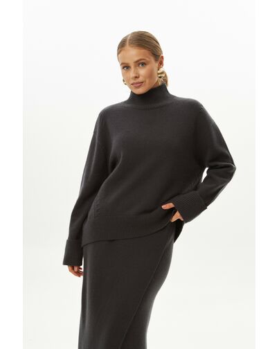 Свитер из шерсти с ангорой темно-серый от byME 