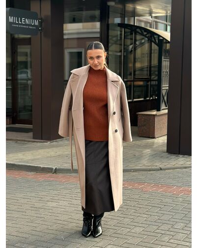 Пальто из шерсти Мериноса Ворс*** цвет бежевый -A087 от Doroteya 