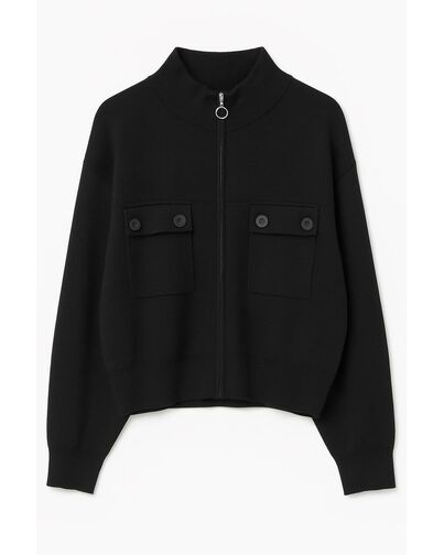 Джемпер черный на молнии из хлопка и акрила-MQ076 от byME 