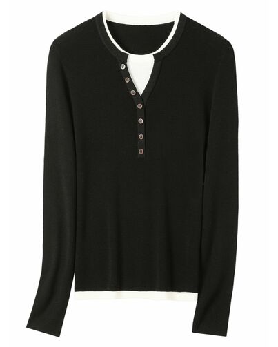 Джемпер черный из шерсти мериноса-JFS07 от byME 