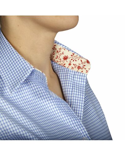 Приталенная женская рубашка под запонки голубая - 5019 от DoubleCuff 