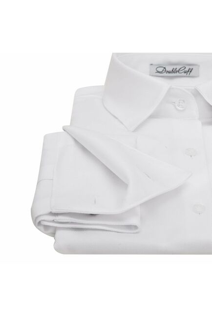 Женская рубашка под запонки белая Non-Iron - 7007 от DoubleCuff 