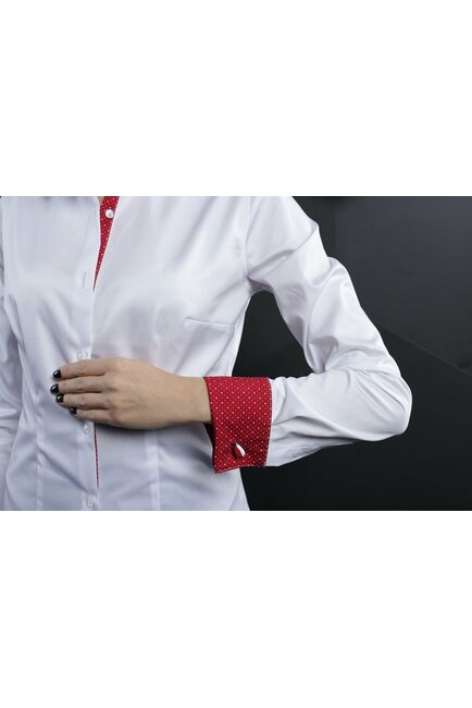 Женская рубашка под запонки белая Non-Iron - 7008 от DoubleCuff 