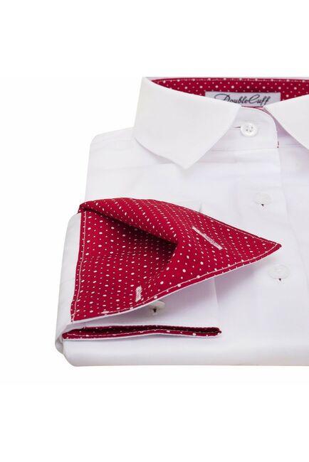 Женская рубашка под запонки белая Non-Iron - 7008 от DoubleCuff 