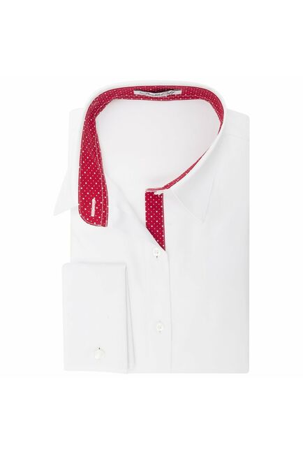 Женская рубашка под запонки белая Non-Iron - 7008 от DoubleCuff 