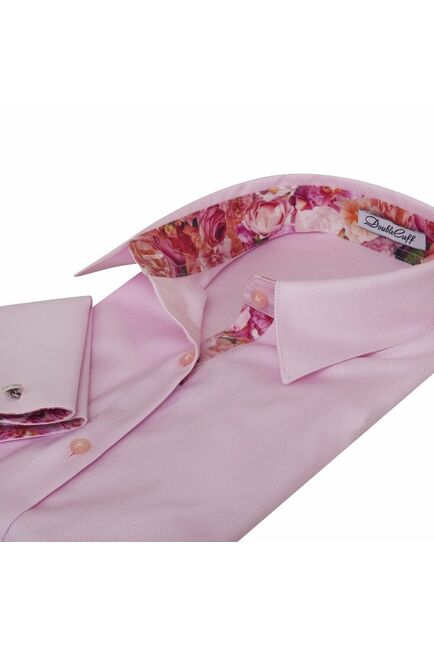 Женская рубашка под запонки розовая Non-Iron - 7010 от DoubleCuff 