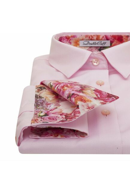 Женская рубашка под запонки розовая Non-Iron - 7010 от DoubleCuff 
