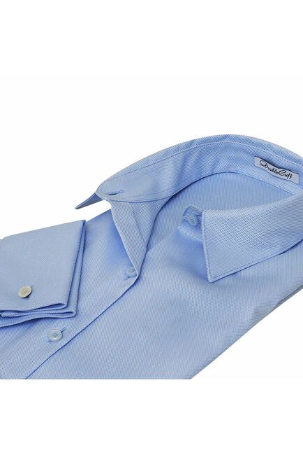 Женская рубашка под запонки голубая Non-Iron - 7011 от DoubleCuff 