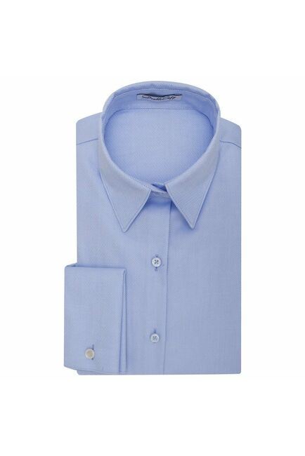 Женская рубашка под запонки голубая Non-Iron - 7011 от DoubleCuff 