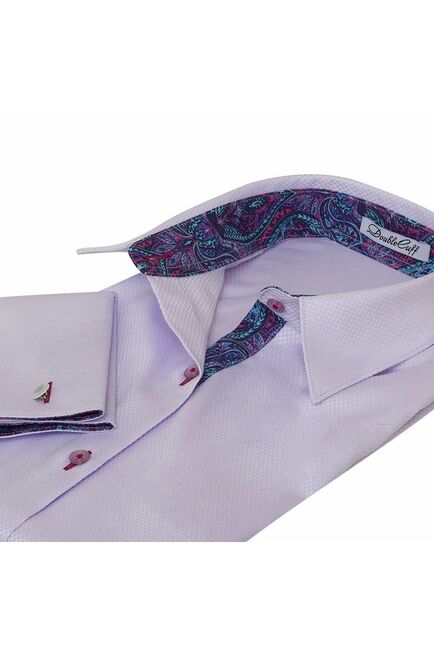 Женская рубашка под запонки фиолетовая Non-Iron - 7019 от DoubleCuff 
