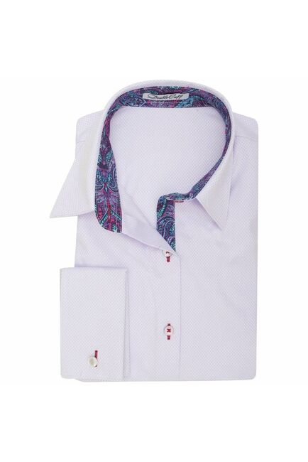 Женская рубашка под запонки фиолетовая Non-Iron - 7019 от DoubleCuff 