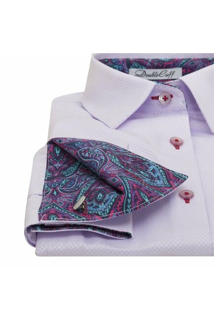 Женская рубашка под запонки фиолетовая Non-Iron - 7019 от DoubleCuff 