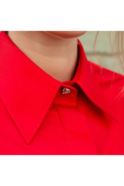 Женская рубашка под запонку/пуговицы красная - 7839 от byME 