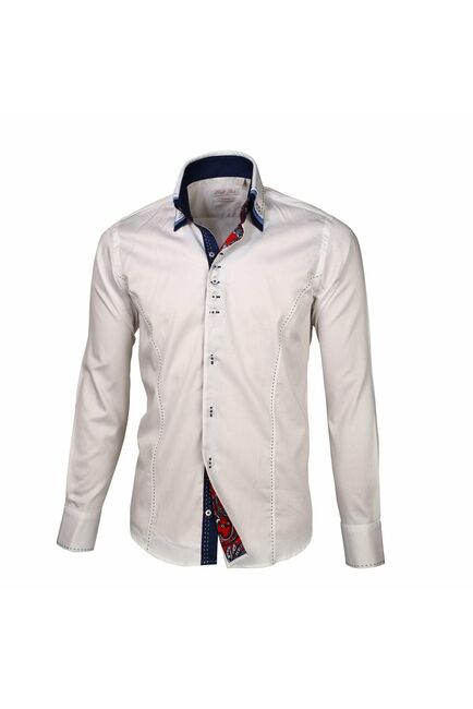 Мужская рубашка приталенная под пуговицы белая - 960 от Tonelli 