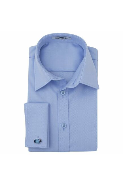 Приталенная детская рубашка под запонки голубая - 7121 от byME 
