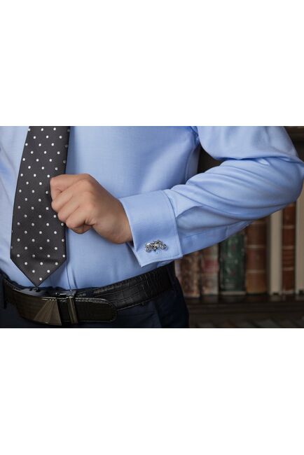 Приталенная детская рубашка под запонки голубая - 7121 от byME 