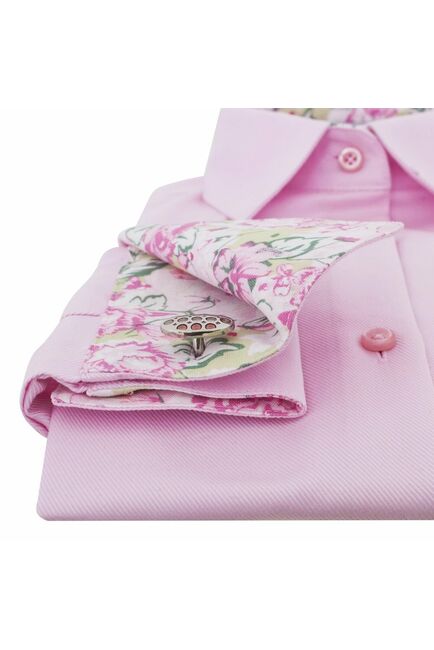 Женская рубашка под запонки розовая Non-Iron - 7122 от DoubleCuff 