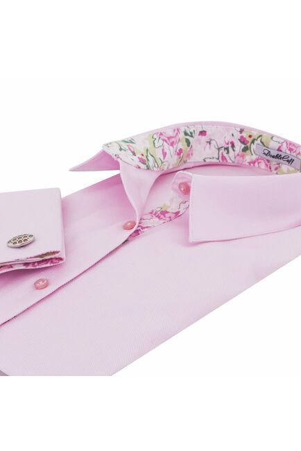 Женская рубашка под запонки розовая Non-Iron - 7122 от DoubleCuff 
