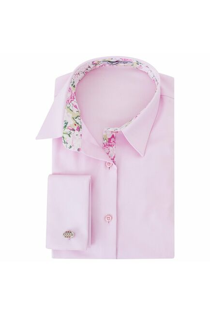 Женская рубашка под запонки розовая Non-Iron - 7122 от DoubleCuff 