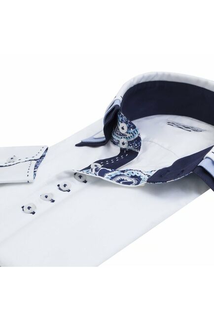 Мужская рубашка приталенная под пуговицы белая - 960 от Tonelli 