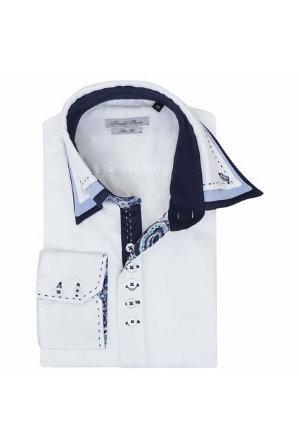 Мужская рубашка приталенная под пуговицы белая - 960 от Tonelli 