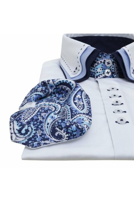 Мужская рубашка приталенная под пуговицы белая - 960 от Tonelli 