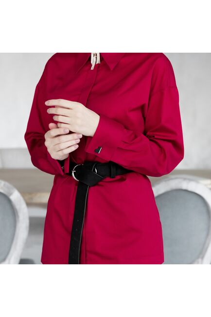 Женская рубашка под запонку красная - 7935 от byME 