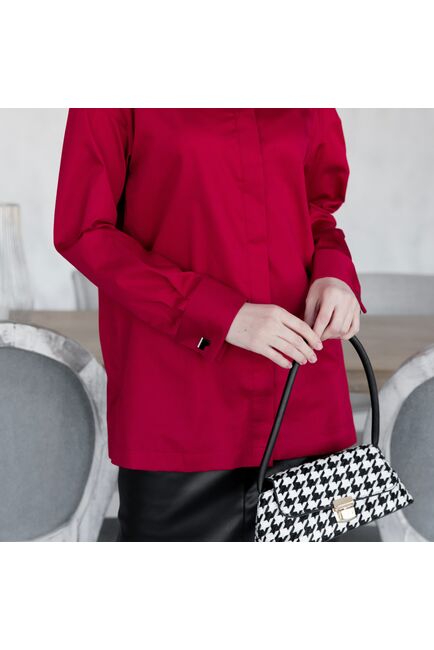 Женская рубашка под запонку красная - 7935 от byME 