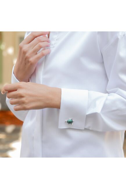 Женская рубашка под запонку белая - 7836 от byME 