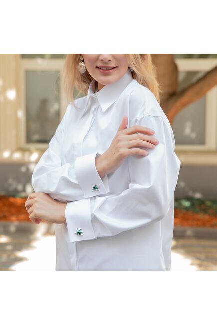 Женская рубашка под запонку белая - 7836 от byME 