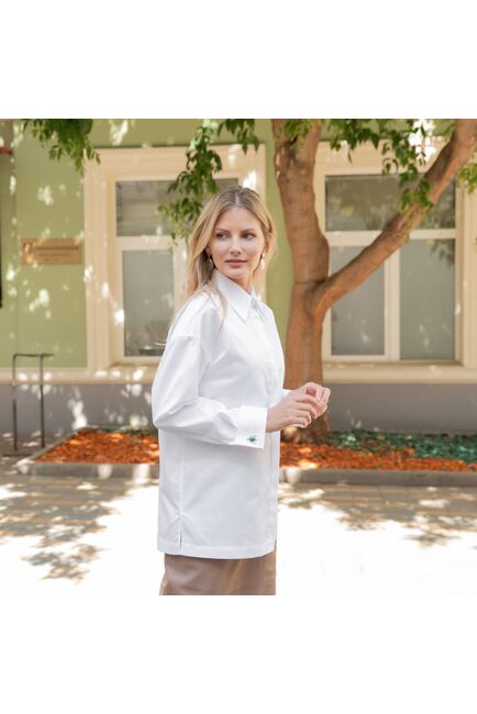Женская рубашка под запонку белая - 7836 от byME 