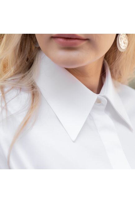 Женская рубашка под запонку белая - 7836 от byME 