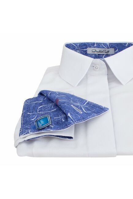 Женская рубашка под запонку белого цвета с яркой отделкой - 7373 от DoubleCuff 