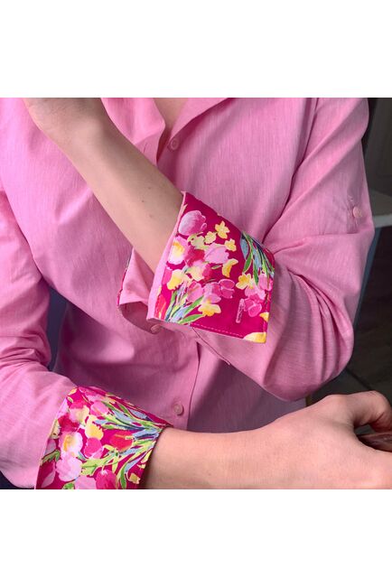 Женская рубашка полуприталенная розовая - 7786 от DoubleCuff 