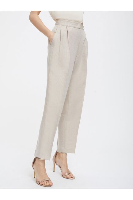 Льняные брюки с защипами от byME 