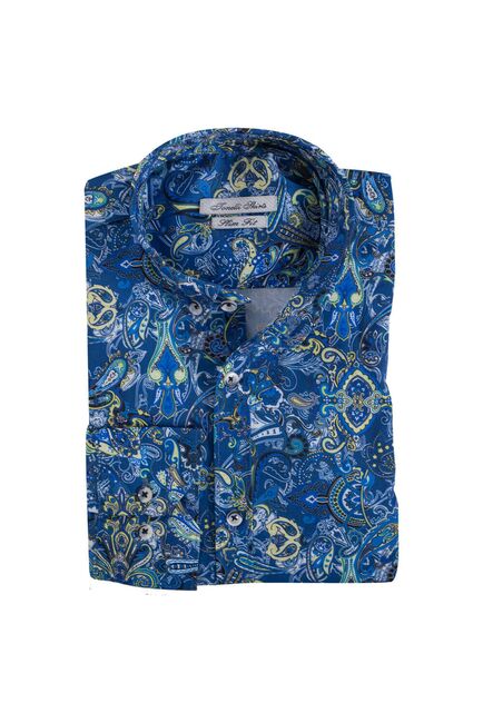 Приталенная мужская рубашка узор пейсли - 7211 от Tonelli 