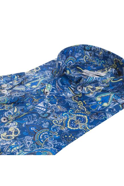 Приталенная мужская рубашка узор пейсли - 7211 от Tonelli 