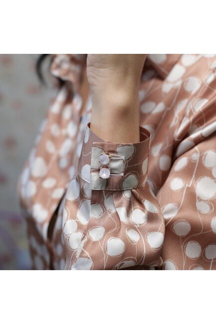 Женская блузка под пуговицы шелковая с узором  - 7256 от DoubleCuff 