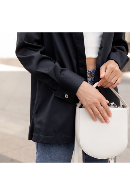 Женская рубашка под запонку черная - 7838 от ByME 