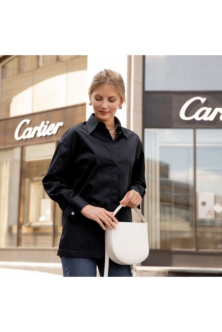 Женская рубашка под запонку черная - 7838 от ByME 