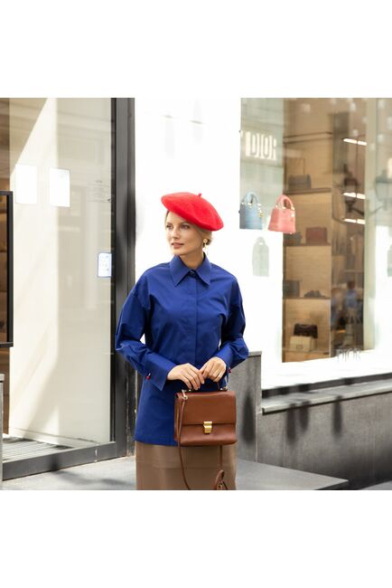 Женская рубашка под запонку/пуговицы синяя - 7841 от byME 