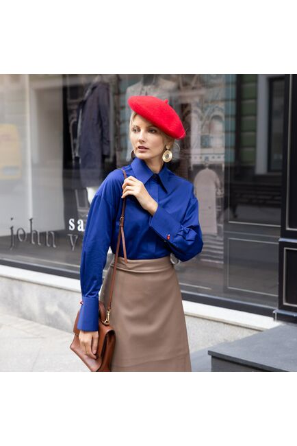 Женская рубашка под запонку/пуговицы синяя - 7841 от byME 