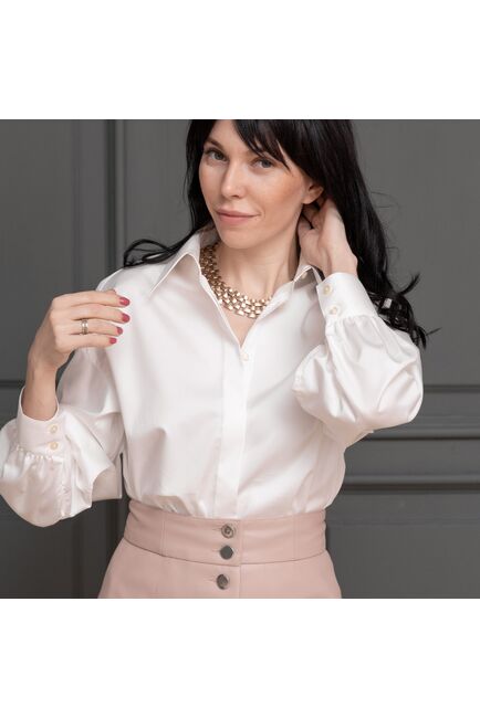 Женская рубашка под пуговицы айвори - 7962 от byME 