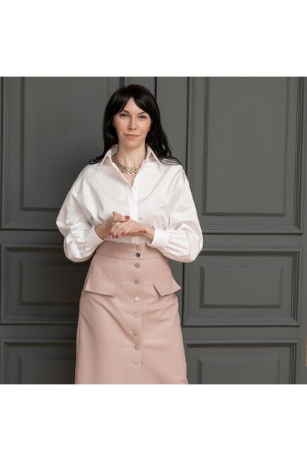 Женская рубашка под пуговицы айвори - 7962 от byME 