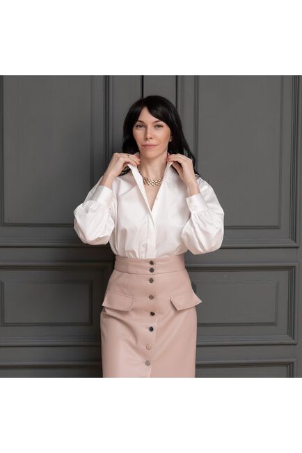 Женская рубашка под пуговицы айвори - 7962 от byME 